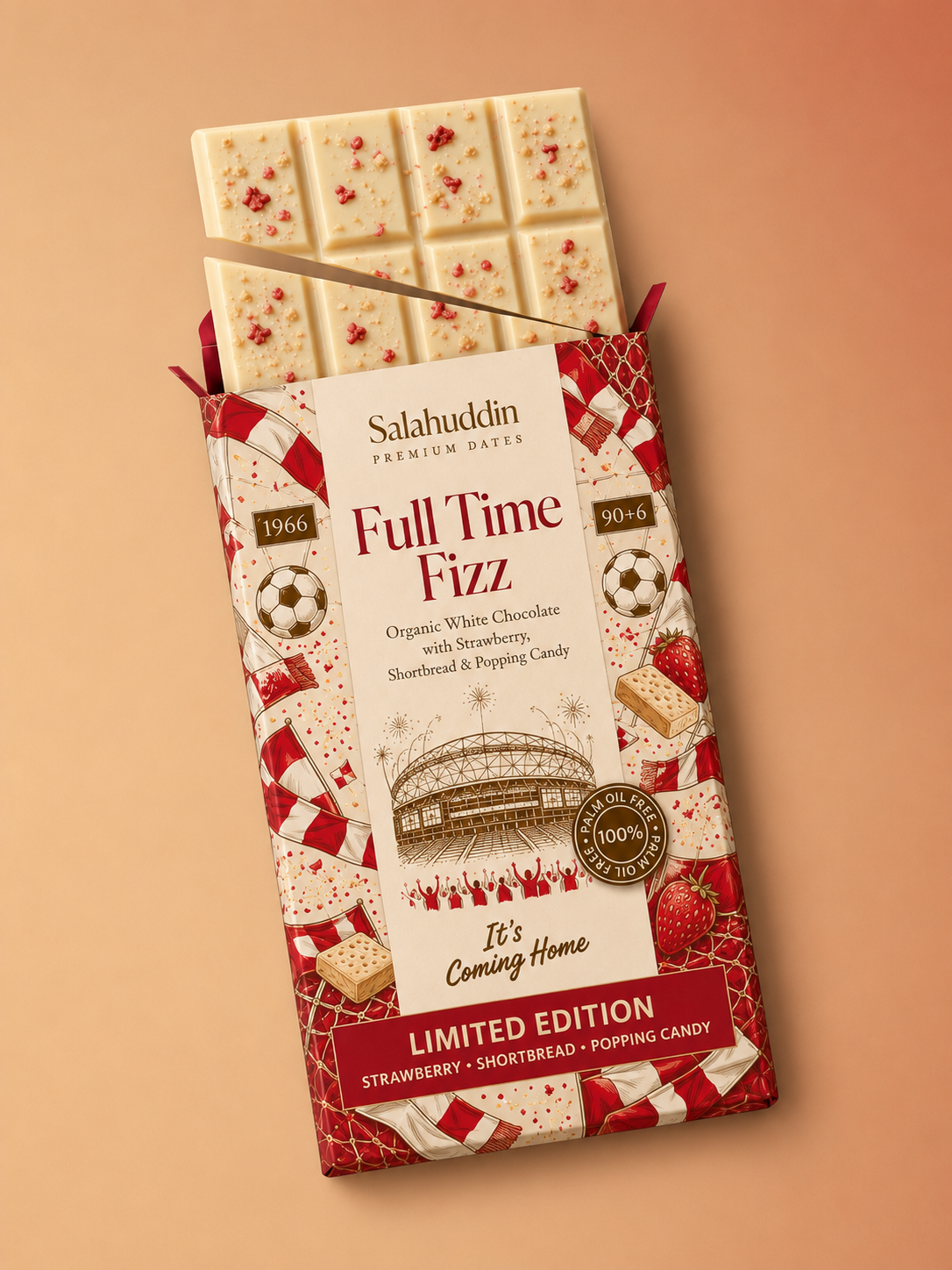 Full Time Fizz - Organic White Chocolate with Strawberry, Shortbread & Popping Candy - Limited Edition - 75g
